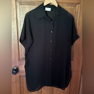 Vintage La Palapa Cover‎ Up Black Tunic Medium Beach Resort Vacation Travel